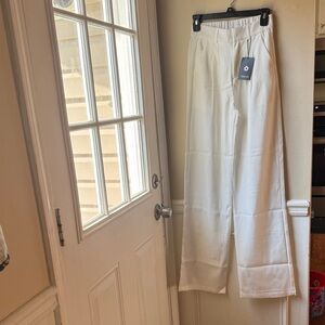 Stylish Cream Wide Leg Women's Pants